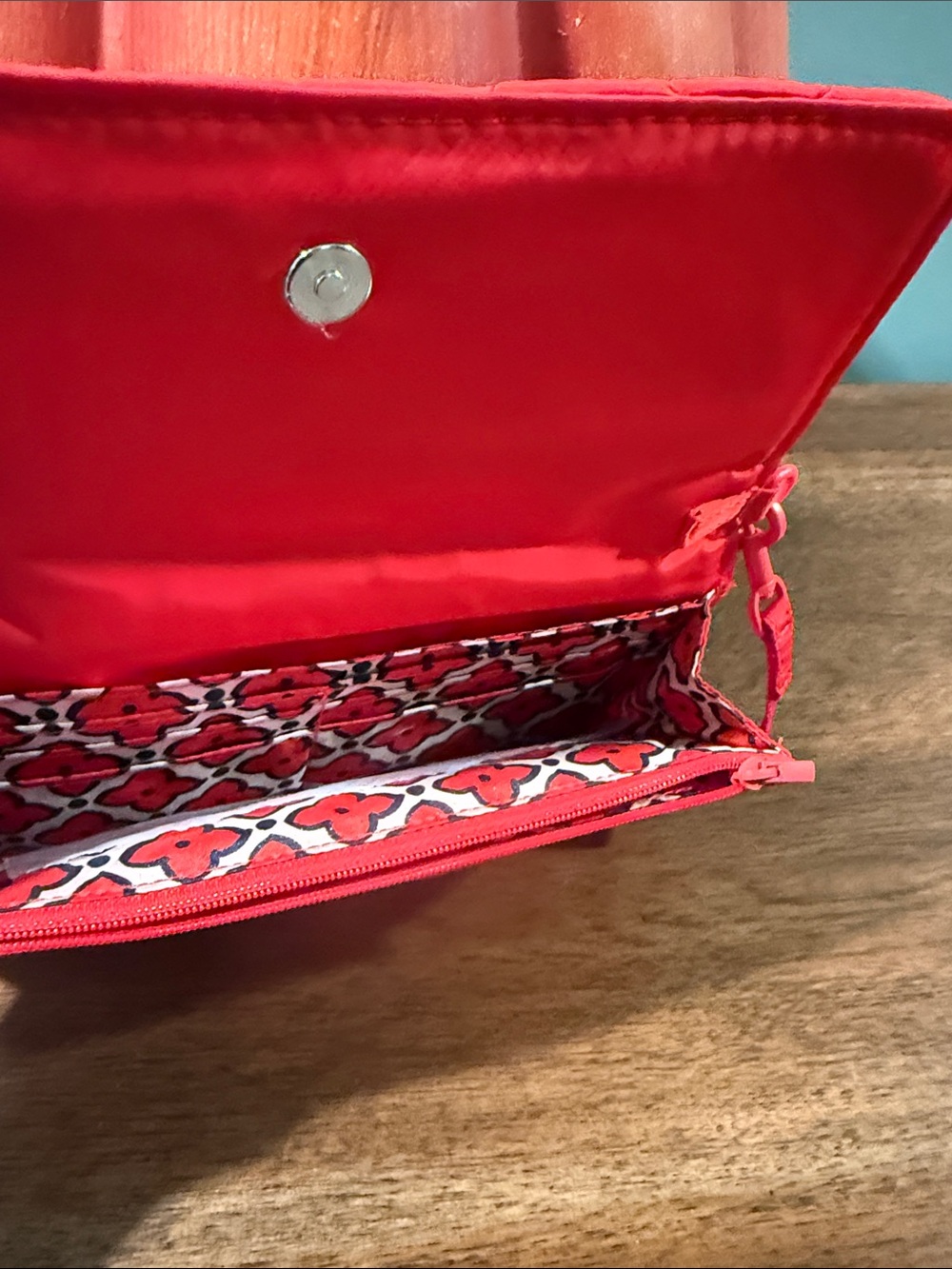 Vera Bradley Quilted Red Fold-Over Crossbody Wristlet - Picture 5 of 8